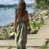African Print Lace-up Maxi Dress