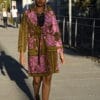 pink african print trench coat