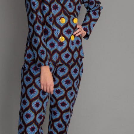 blue african textile women suit