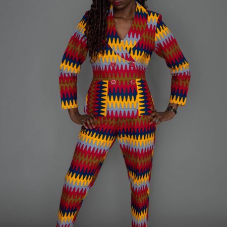 Red Women African Print Suit