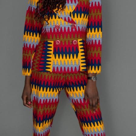Red Women African Print Suit