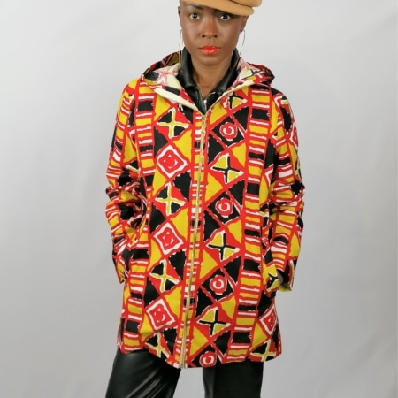 African Print short hoodie coat